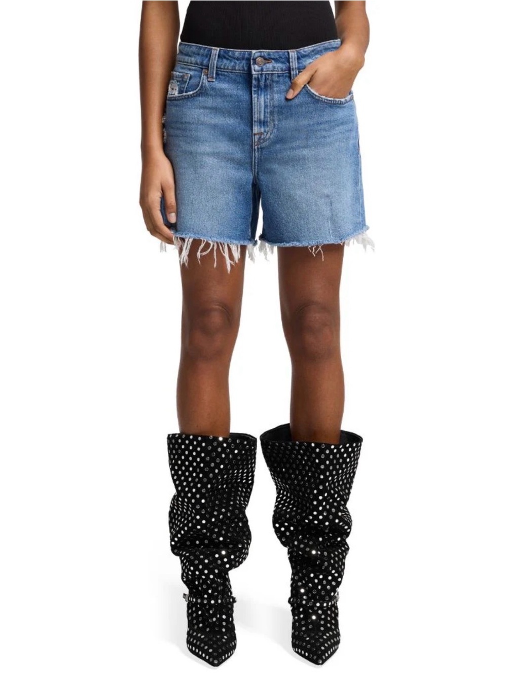 7 For All Mankind Monroe Long Shorts in Weekend Wash
